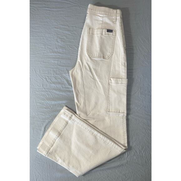 Joe's Jeans Ecru Cargo Wide Leg Denim Pants. Brown Specked Ivory, Women's 27 GUC - Picture 1 of 9